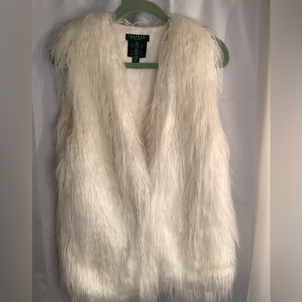 Women’s Ralph Lauren Faux Fur Vest, Size PM, NWOT